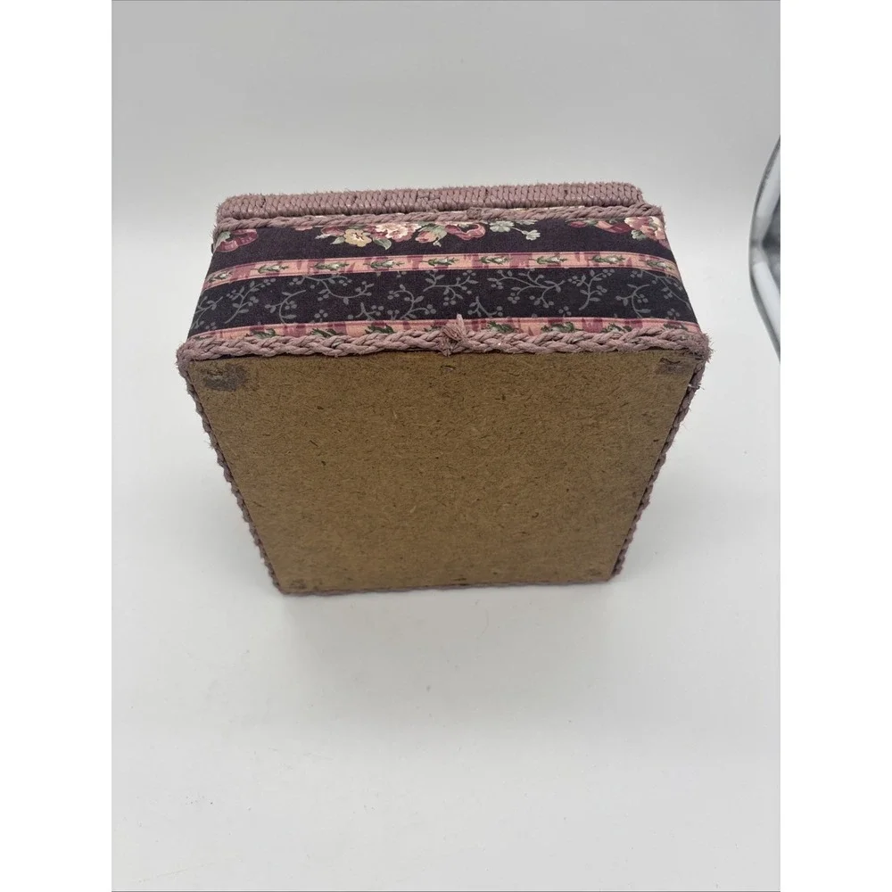 Floral Wicker Sewing Basket Box Vintage Granny Chic Pin Cushion Box